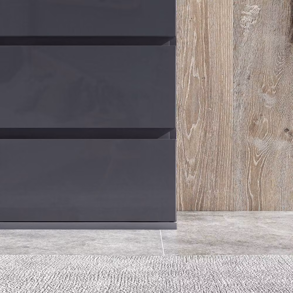 STILVORA Modern Grey Glossy Chest of Drawers with 5 Soft-Close Drawers – 4