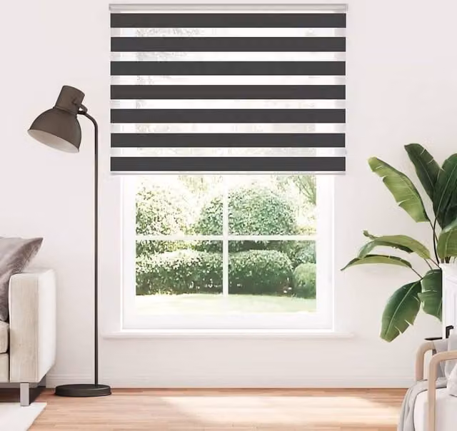 Berkfield Home Zebra Day and Night Blind in Black and Multicolour, W: 160 cm, H: 230 cm – 1