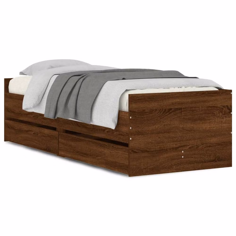 Berkfield Home Modern Small Single Bed Frame in Brown Oak – 3