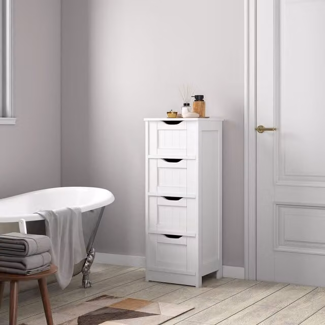 MCC Direct Toby 4 Drawer Freestanding Bathroom Storage Unit, White