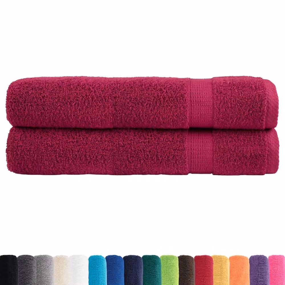 Berkfield Home SOLUND Premium Cotton Sauna Towels, 2 Pack, Red, W: 80 cm, L: 200 cm, 600gsm – 2