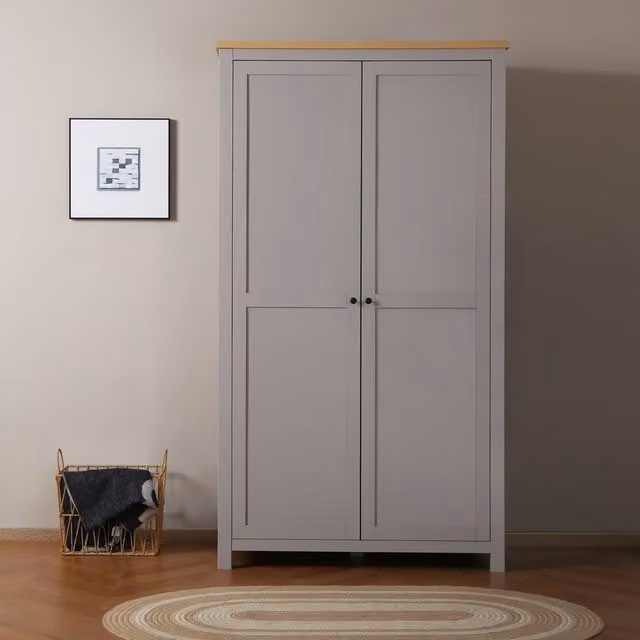 Home Garden Direct Wiltshire Modern Double Wardrobe in Matt Grey