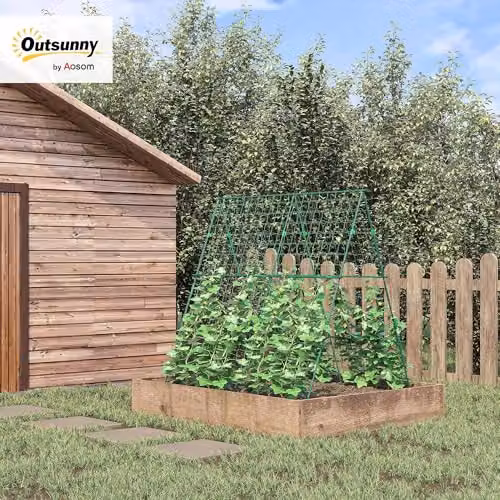 Outsunny Green A-Frame Trellis Plant Support for Vegetables and Flowers, W: 100 cm, D: 100 cm, H: 180 cm – 2