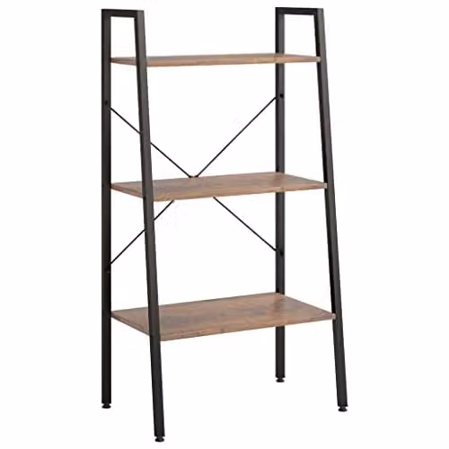 vidaXL 3-Tier Industrial Freestanding Standing Shelf in Brown and Black, W/D/H: 56 x 35 x 108 cm