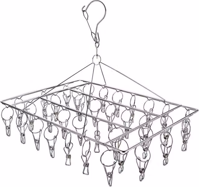 Nordara 36 Clip Underwear and Sock Hanger Laundry Airer Dryer Rack in Silver