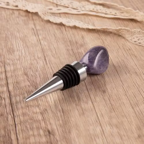 Myga Amethyst Crystal Bottle Stoppers, Reusable Purple Gemstone Stoppers for Wine, Champagne and Prosecco – 2