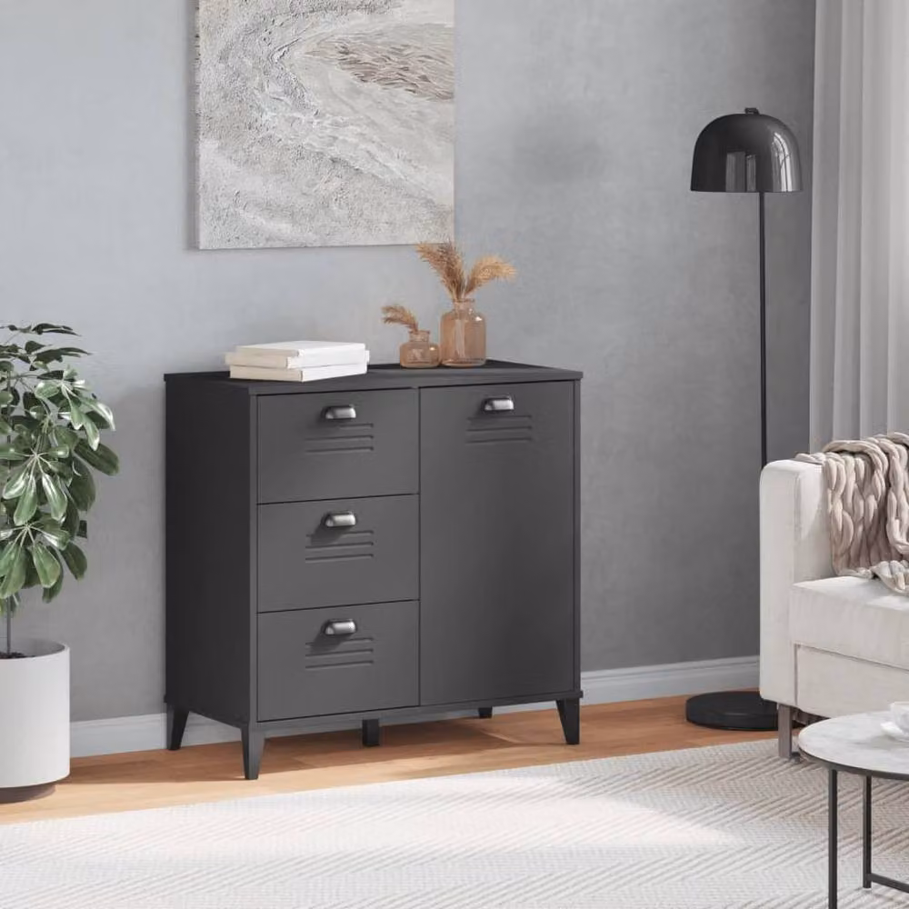 Berkfield Home VIKEN Sideboard in Anthracite Grey, W/D/H: 80 x 40 x 80 cm – 2