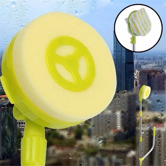 VOGREX Green U-Shaped Telescopic Window Squeegee with Microfibre Wiper Blade – 1