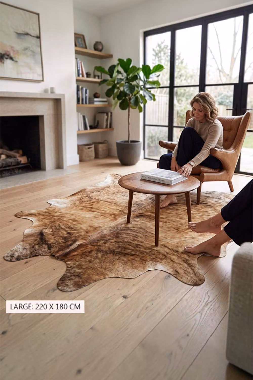 Infinity Leather Natural Cowhide Hairon Rug in Light Brindle Brown and White, W: 170 cm, D: 150 cm – 4