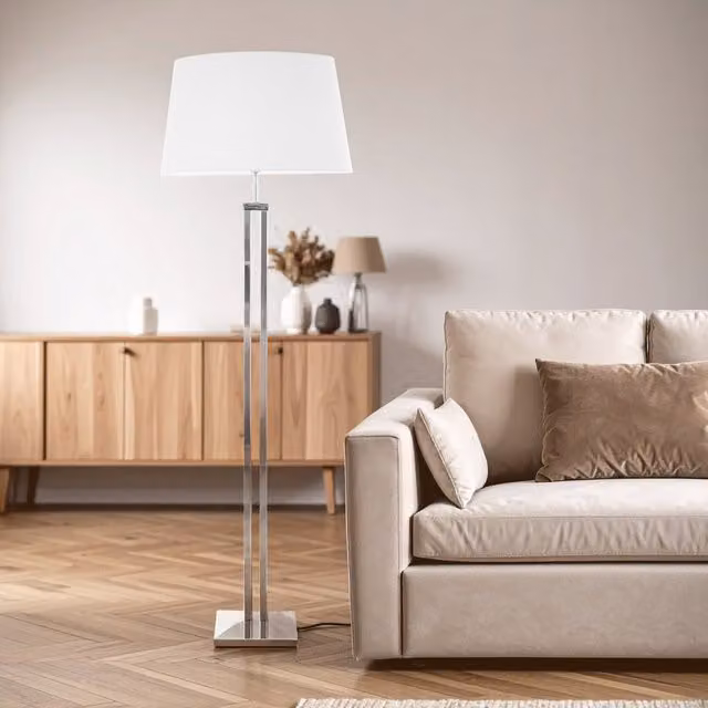 Orsina Skye Floor Lamp with Dual Rod Base in Silver