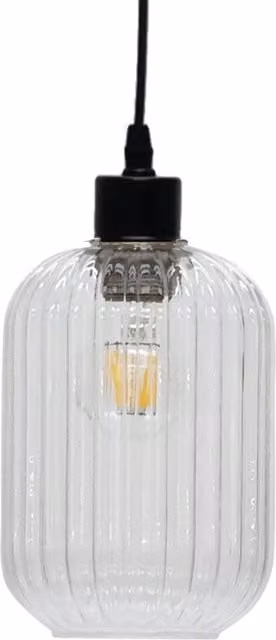 First Choice Lighting Batley Clear Ribbed Glass Easy Fit Pendant Shade