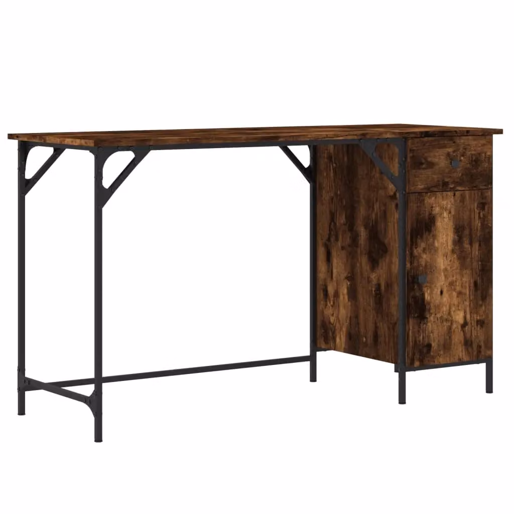 Berkfield Home Computer Desk in Smoked Oak Brown, W/D/H: 131 x 48 x 75 cm – 2