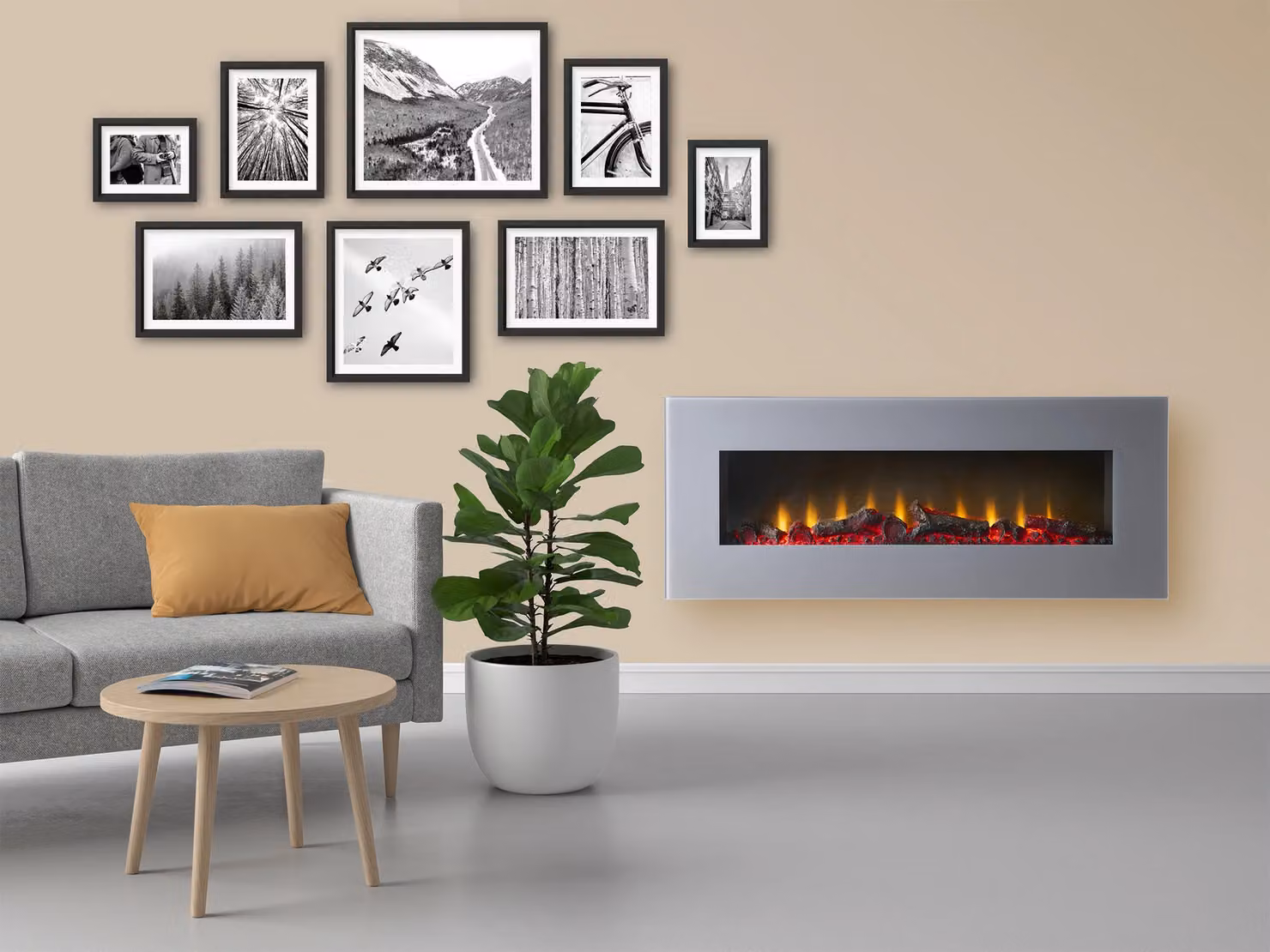 Sureflame WM-9505 Electric Wall Mounted Fire with Remote, Grey, 42 Inch – 2