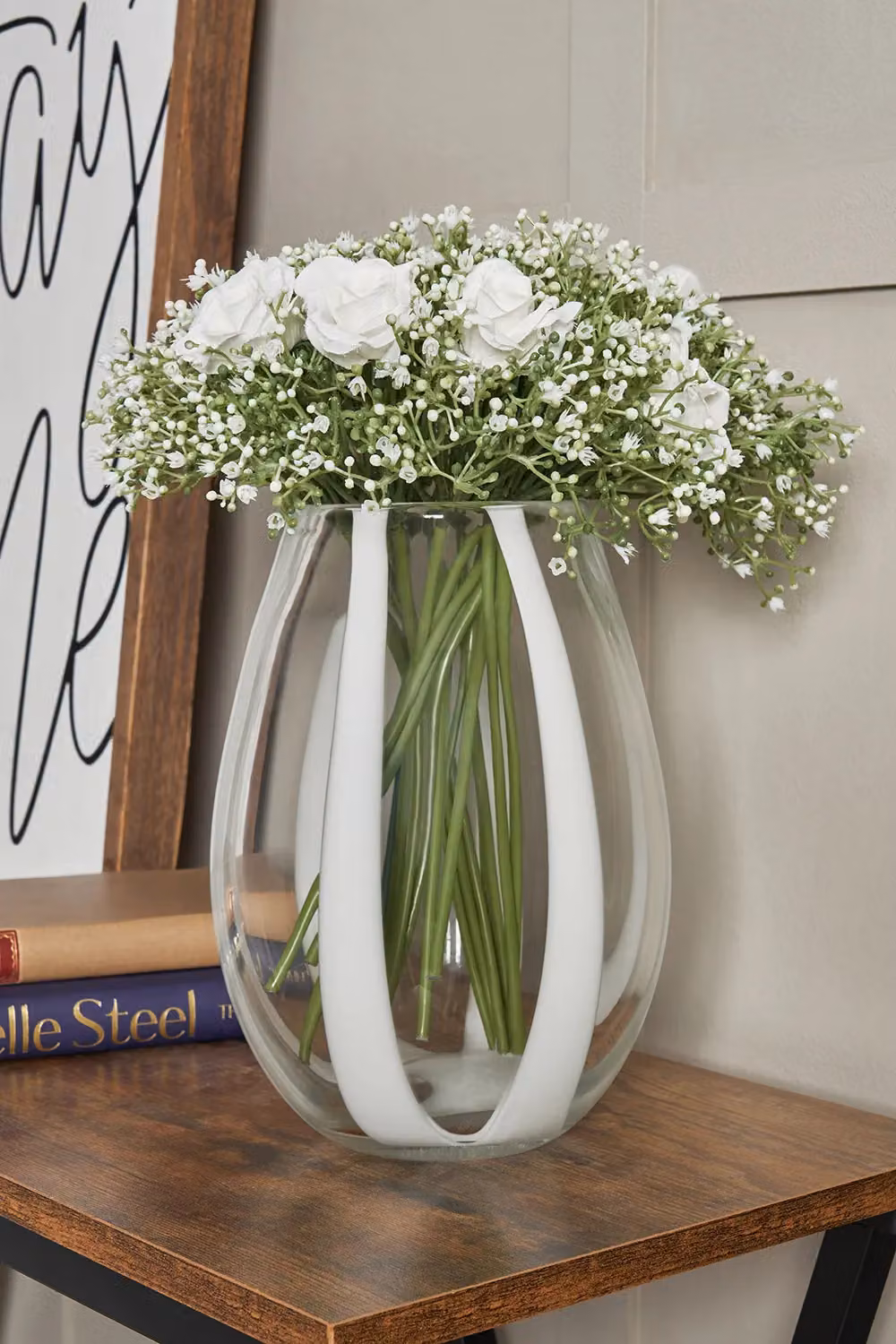 BHS Modern Round Transparent Glass and Opal Tabletop Vase – 3