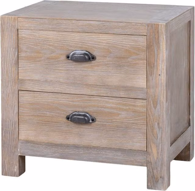 Lemon Pavilion Furniture and Decor Haldon Collection 2 Drawer Bedside Table in Brown Wood, W: 55 cm, D: 40 cm, H: 53 cm – 1