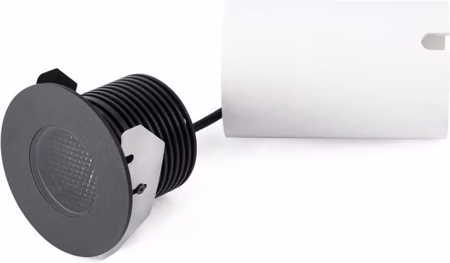 Faro Grund LED Round Recessed Outdoor Downlight in Black