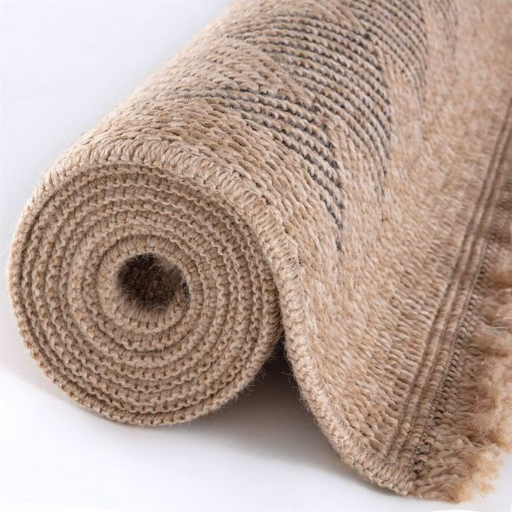 THE RUGS Dark Grey Jute-Look Diamond Design Outdoor Garden and Patio Rug, W: 240 cm, D: 340 cm – 2