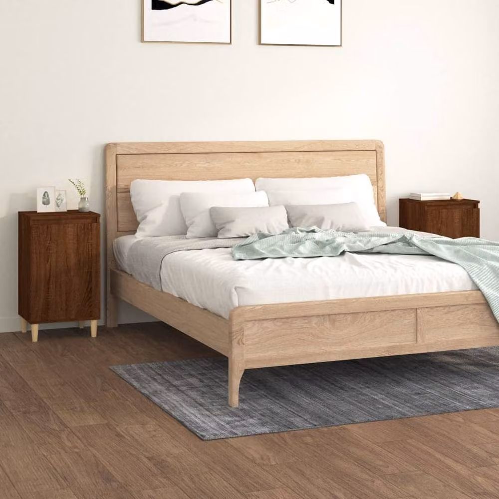 Berkfield Home Set of 2 Brown Oak Bedside Cabinets, W/D/H: 40 x 35 x 70 cm – 2
