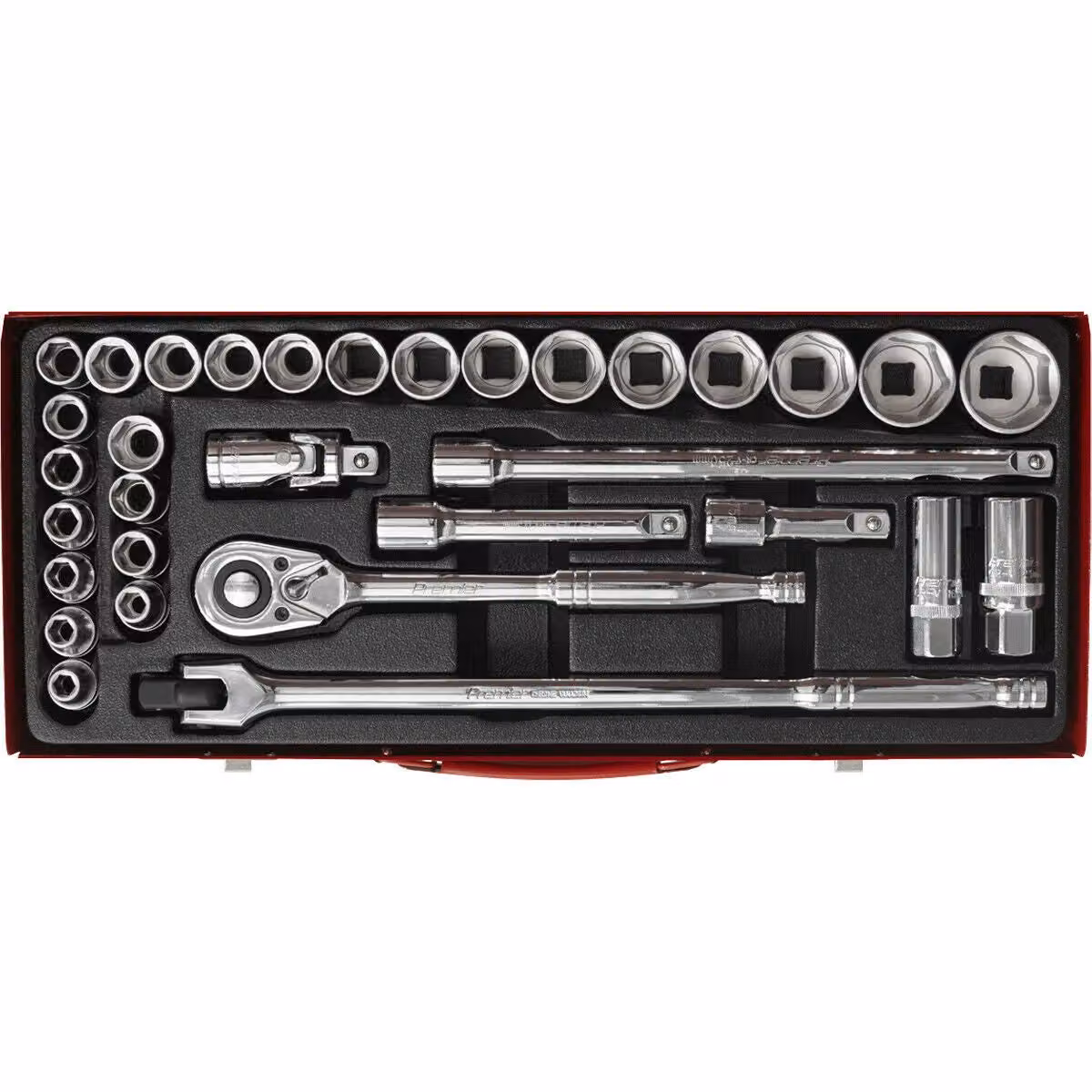 Loops 32 Piece Socket Set with 1/2 Inch Metric and Imperial Square Drive and 6 Point Socket Ratchet Handle in Multicolour – 4