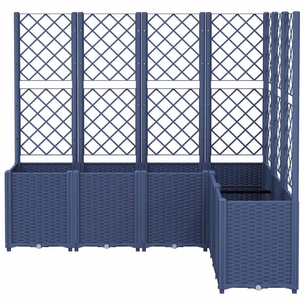 Berkfield Home Garden Planter with Trellis in Blue Grey, W/D/H: 160 x 120 x 140 cm – 3