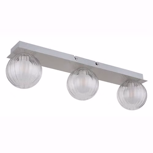 Globo Lighting Modern Sphere Ceiling Light with Transparent Glass Shades in Silver and Grey, 3x G9 LED Compatible, IP44 Rated – 1