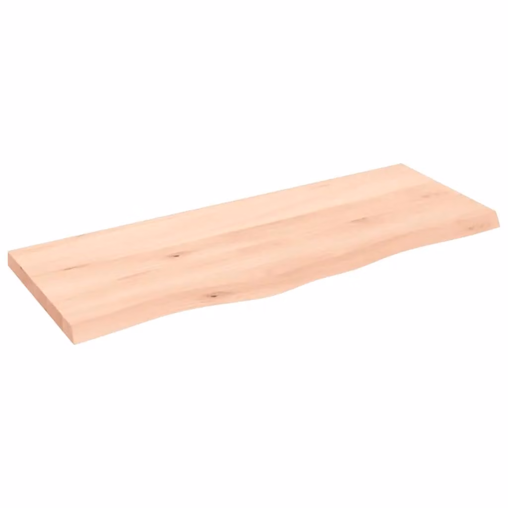Berkfield Home Table Top Untreated Solid Wood Oak in Brown W/D/H: 100 x 40 x (2-4) cm