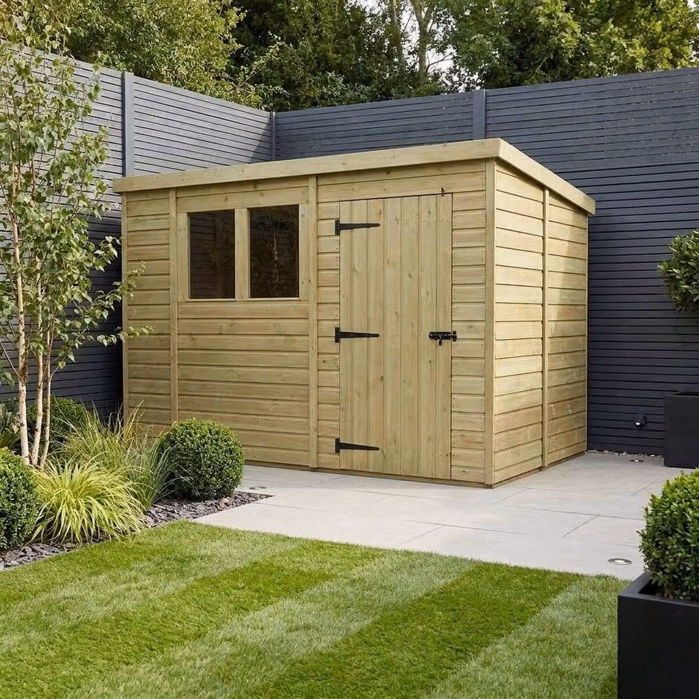 Buttercup Farm Brown Timber Pent Garden Shed with Single Door and Windows – 2