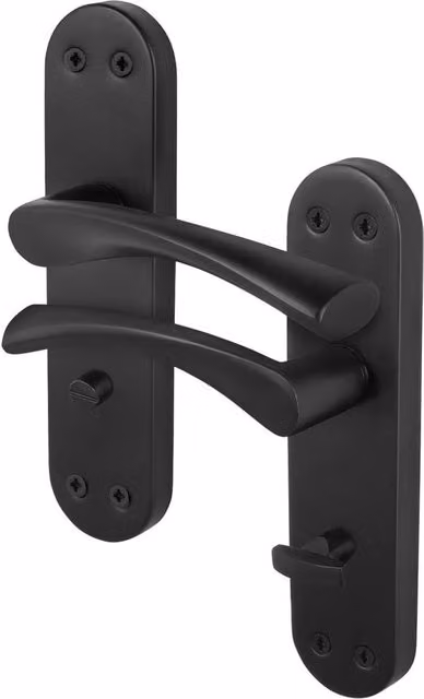 AFIT Black Twist Bathroom Handle Novi Backplate Privacy Pair, Matt Black, W/D/H: 15.0 x 15.0 x 1.5 cm – 1