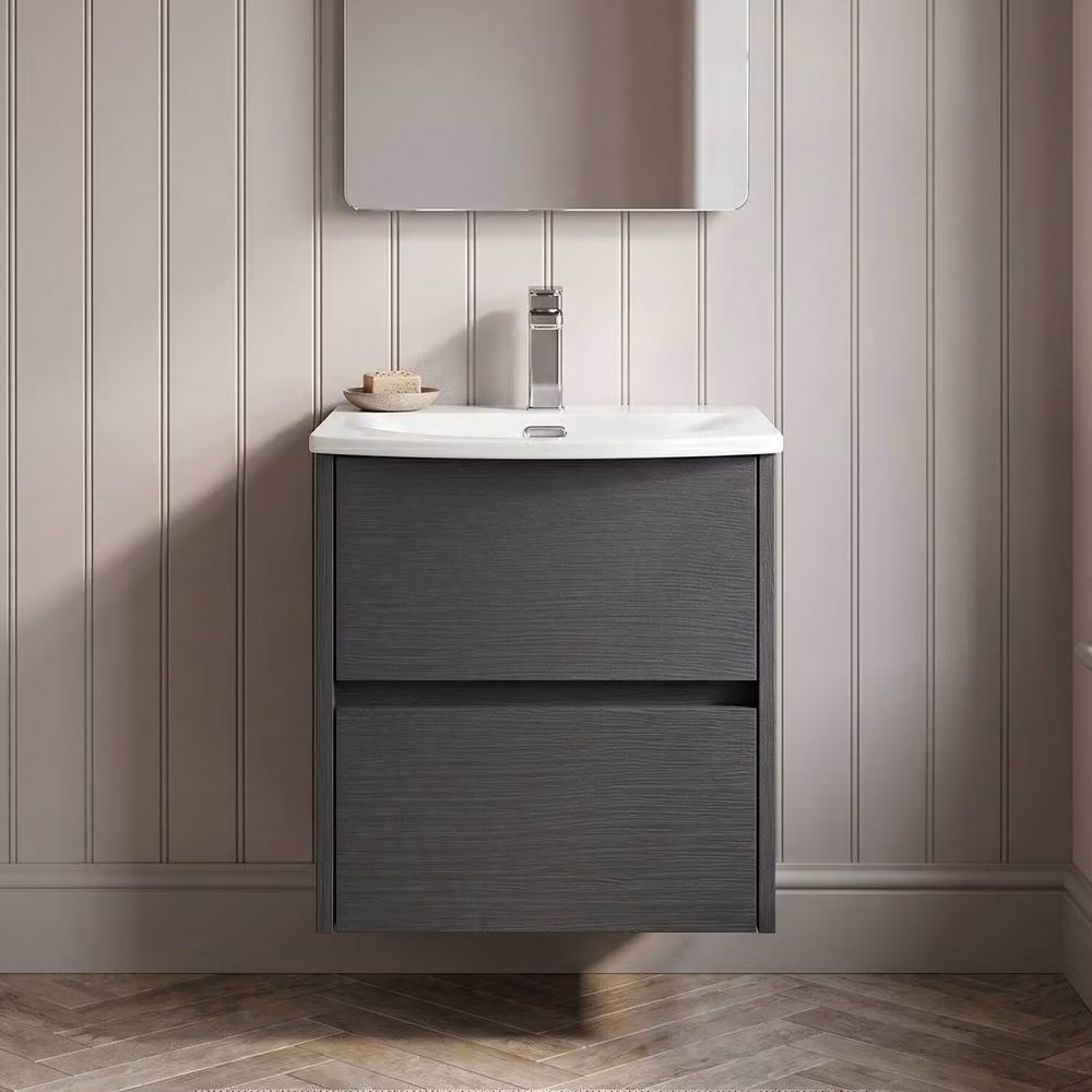 Balterley Chartley 2 Drawer Wall Hung Vanity Basin Unit, Graphite Grey, Width: 50 cm – 3