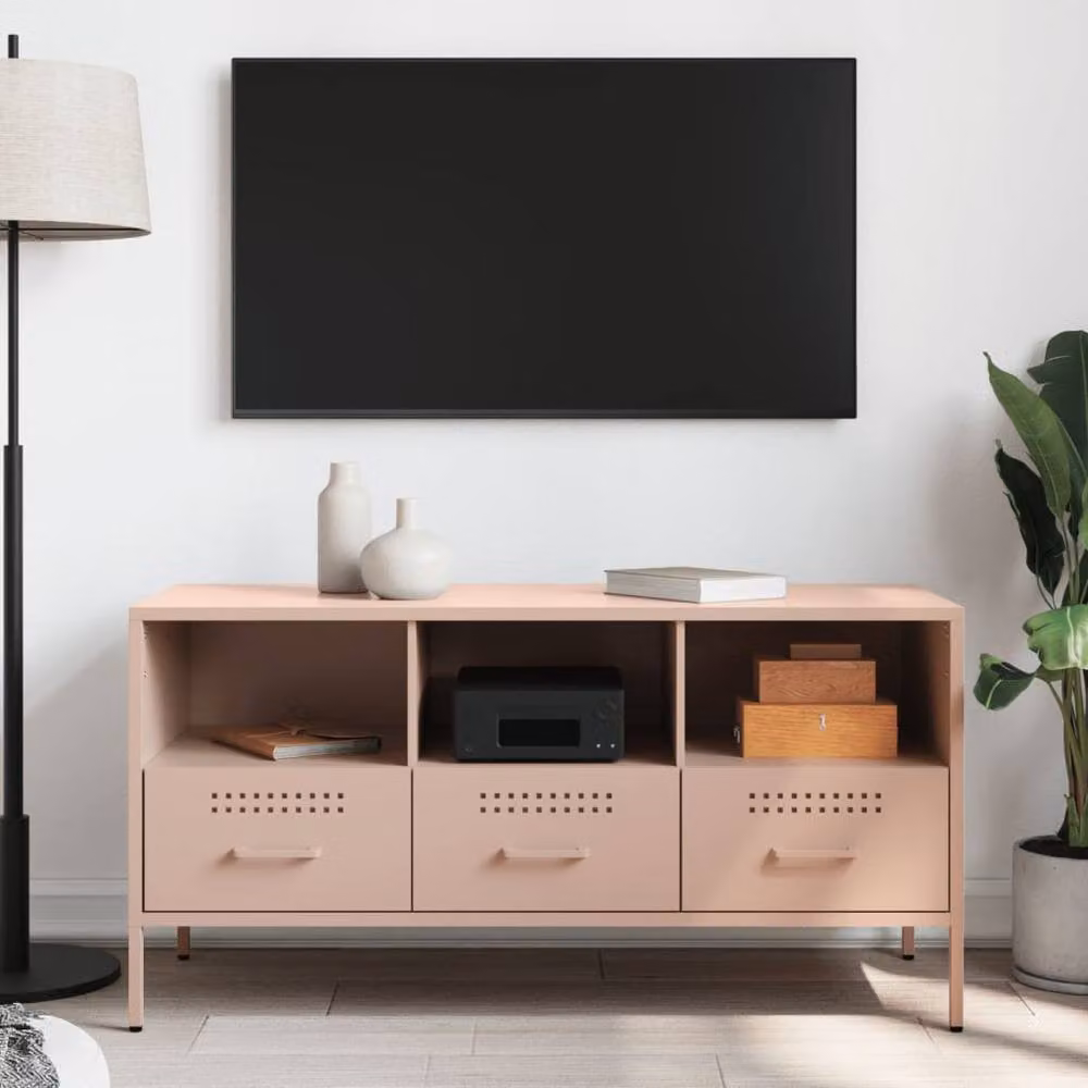 Berkfield Home Pink Metal TV Cabinet W/D/H: 100.5 x 39 x 50.5 cm – 3