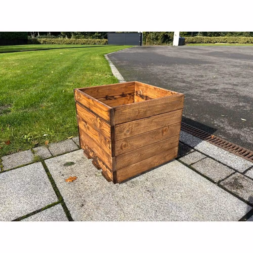 Charles Taylor Pack of 2 Large Open Berwick Wood Planters in Light Brown – 2