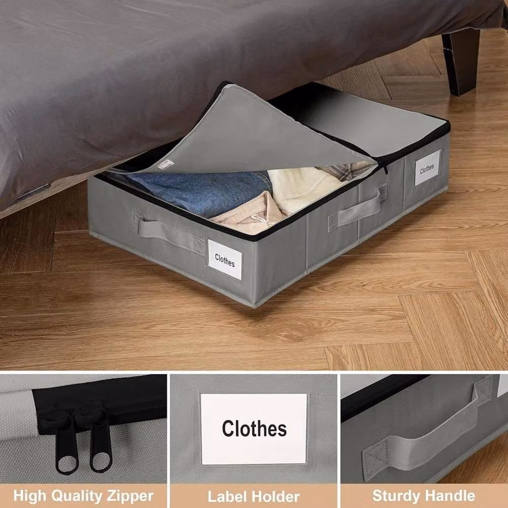 KORVIXA Foldable Underbed Storage Box in Grey, W: 80 cm – 3