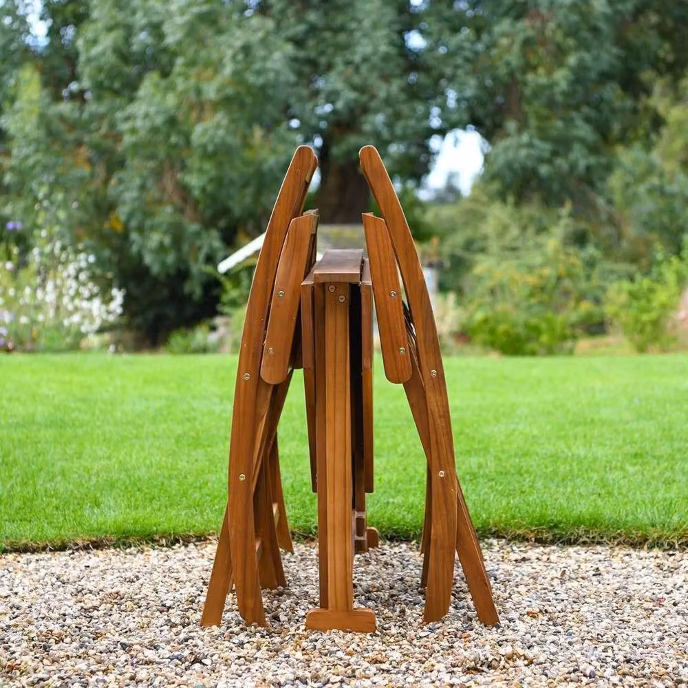 FLAVORA Garden Gear 4 Person Acacia Wood Dining Set in Brown – 3