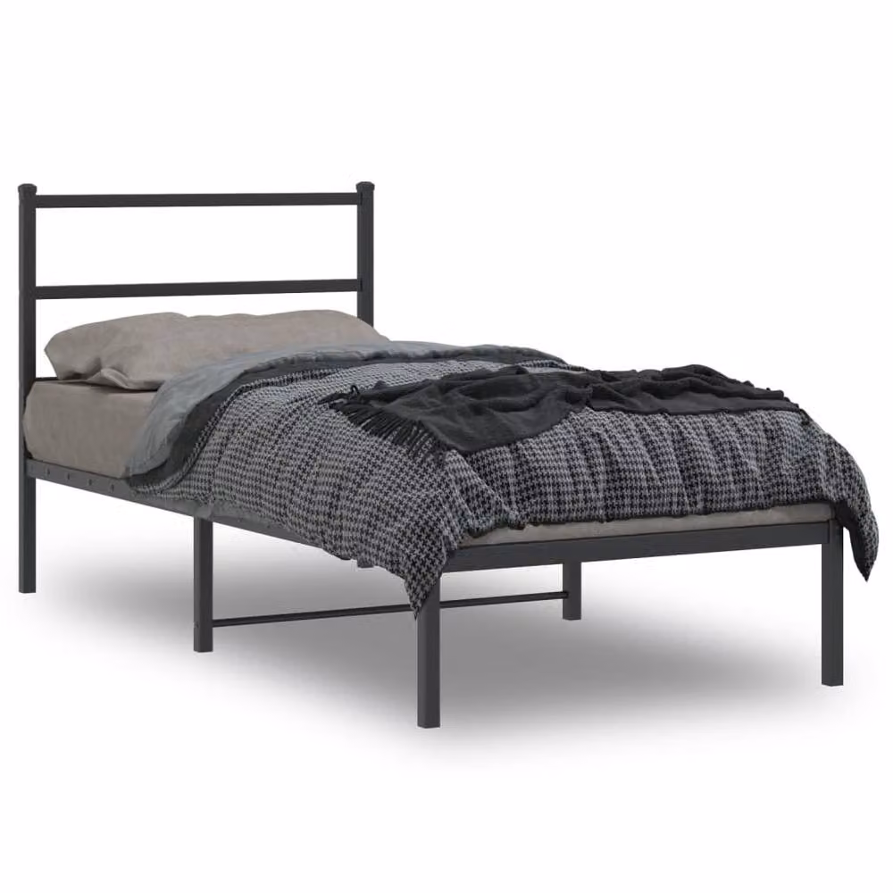Berkfield Home Metal Bed Frame with Headboard in Black, W/D/H: 90 x 200 cm – 2