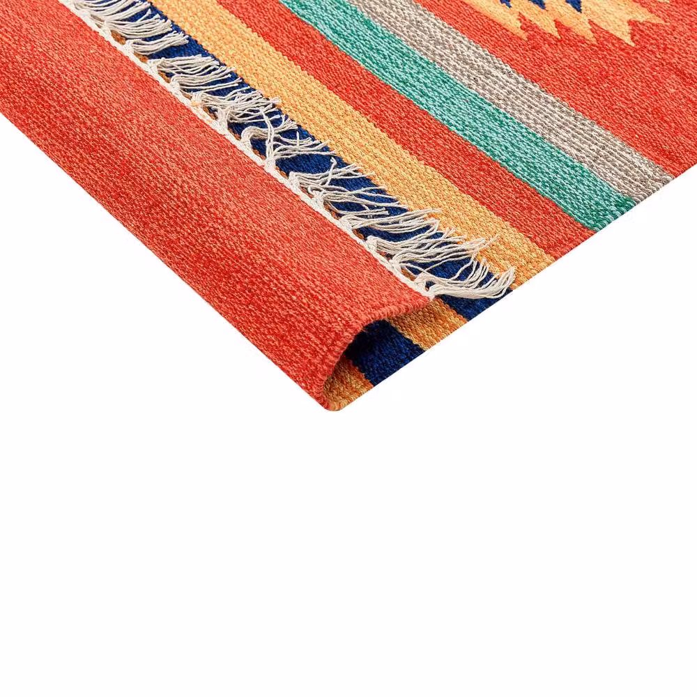 Wyld and Coco Multicolour Kilim Runner Rug, Handwoven Reversible Cotton Flat Weave, W: 80 cm, L: 300 cm – 2