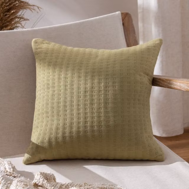 Yard Hush Riva Home Green Cotton Square Cushion with Removable Cover, W/D/H: 45 x 45 x 45 cm – 1