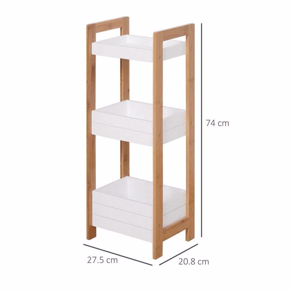STILVORA 3-Tier White Freestanding Bathroom and Kitchen Rack with Shelves – 3