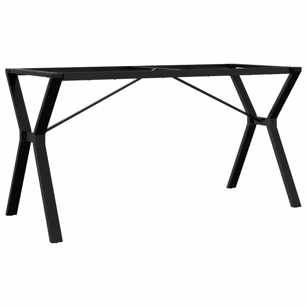 Berkfield Home Y-Frame Dining Table Legs in Matt Black Steel, W/D/H: 140 x 60 x 73 cm – 1
