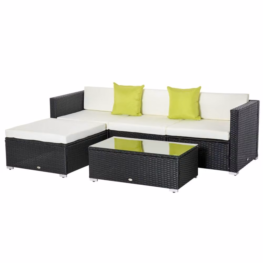 Wyld Haus Dotodi Black 4 Seater Modular Rattan Outdoor Sofa Set – 2