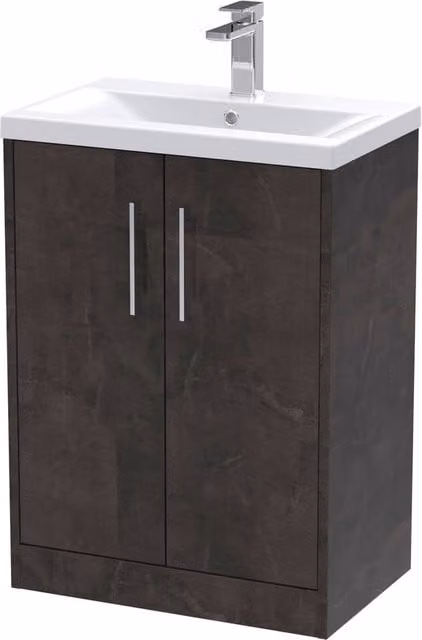 Balterley Winshill Contemporary 2 Door Floor Standing Vanity Basin Unit, Grey, Width: 60 cm