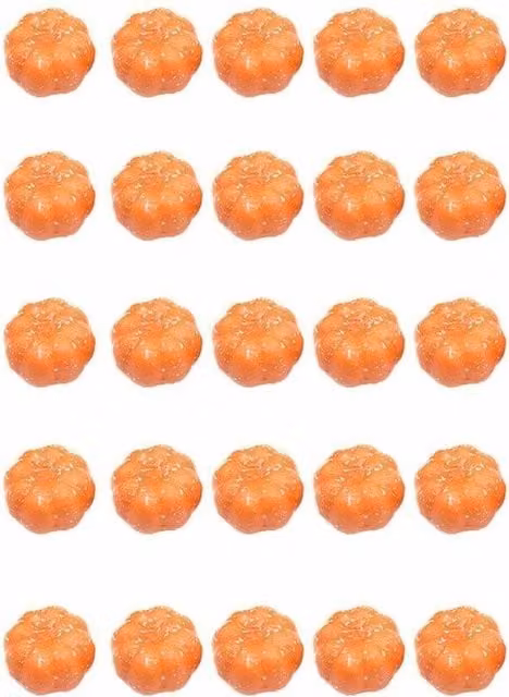 SPETLEK 25-Piece Set of Mini Orange Fake Pumpkin Decorations for Halloween Tabletop Displays – 1