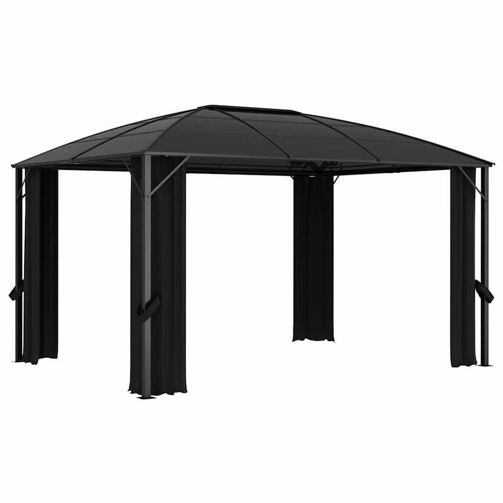 Berkfield Home Gazebo with Curtains, Anthracite and Black, W/D/H: 400 x 300 x 265 cm – 3