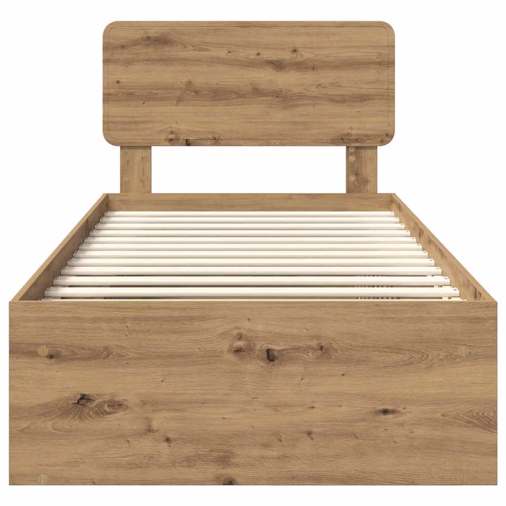 Berkfield Home Artisan Oak Bed Frame in Brown, Solid Pine and Wood, W/D/H: 90 x 190 cm – 4