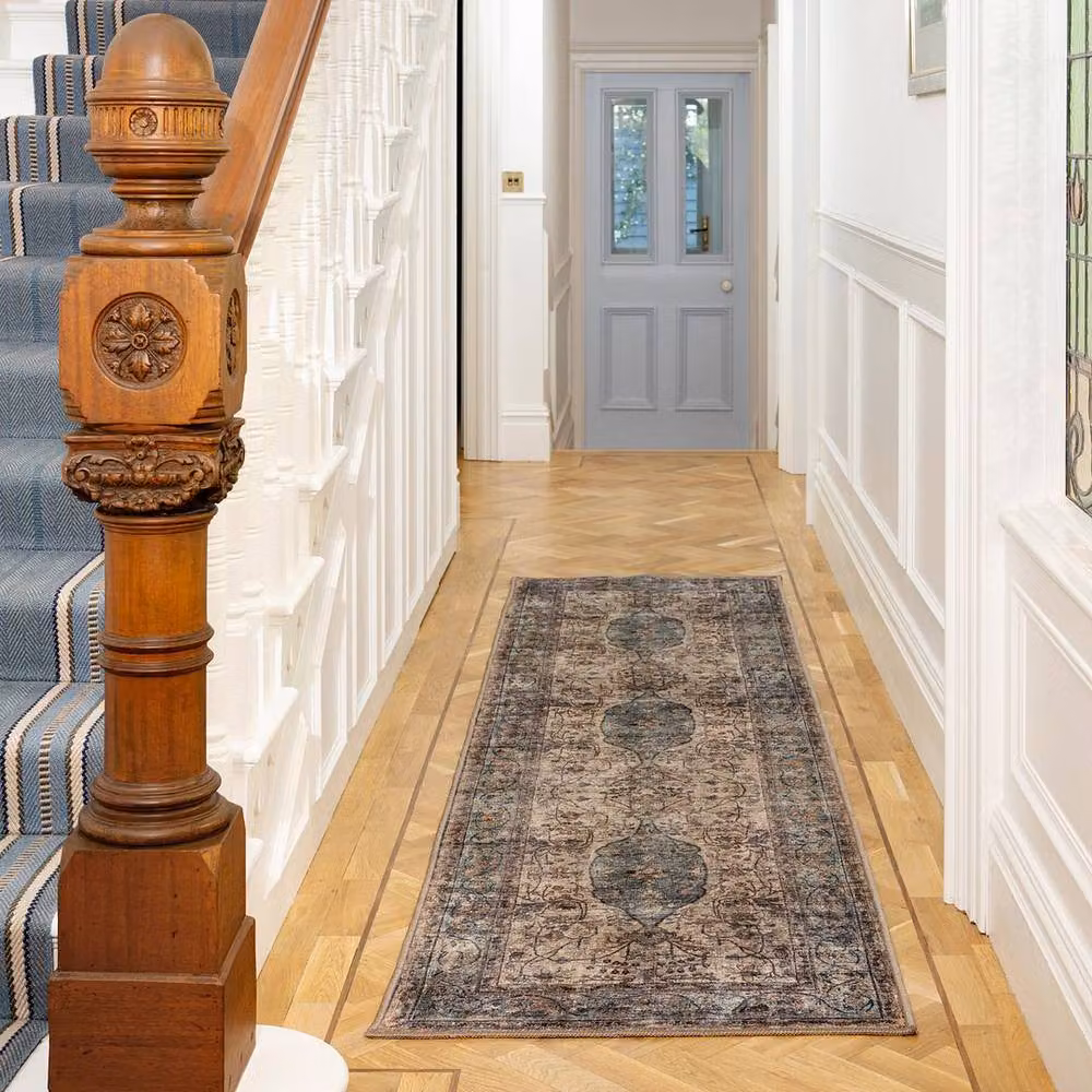 Kukoon Duck Egg Blue Distressed Soft Pile Area Rug, W/D/H: 60 x 240 cm – 2