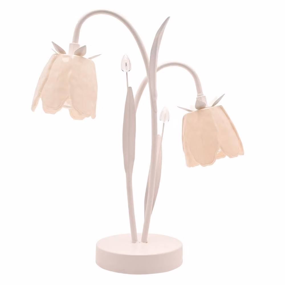 Hestia Art Nouveau 2 Stem LED Table Lamp in White – 2