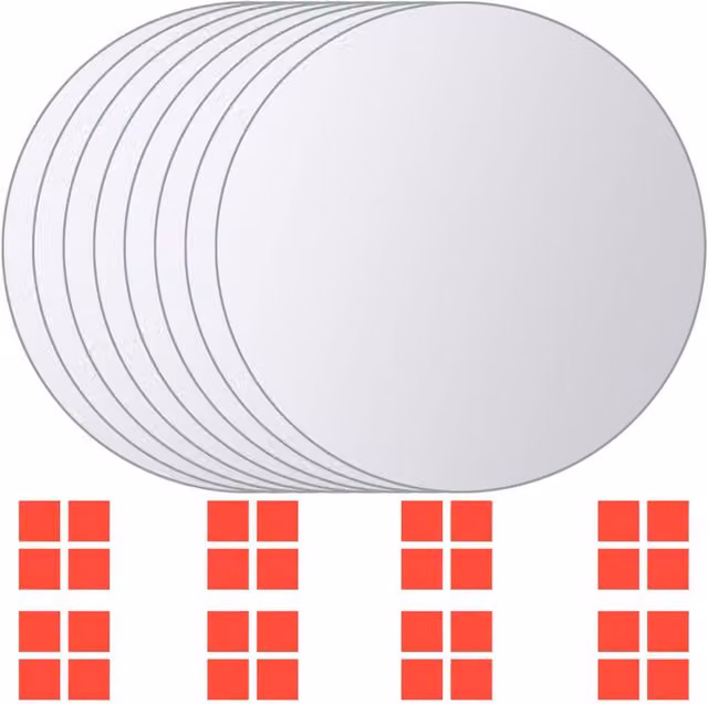 Berkfield Home 16 Piece Round Silver Glass Mirror Tiles with Adhesive