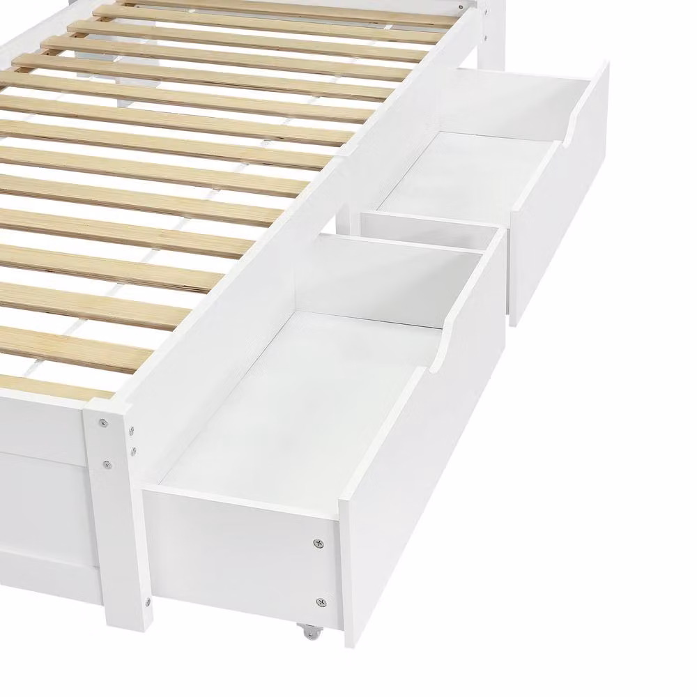 BTM L-Shape Daybed with Storage Drawers and USB Charging Station in White, W/D/H: 214 x 90 x 122 cm – 2