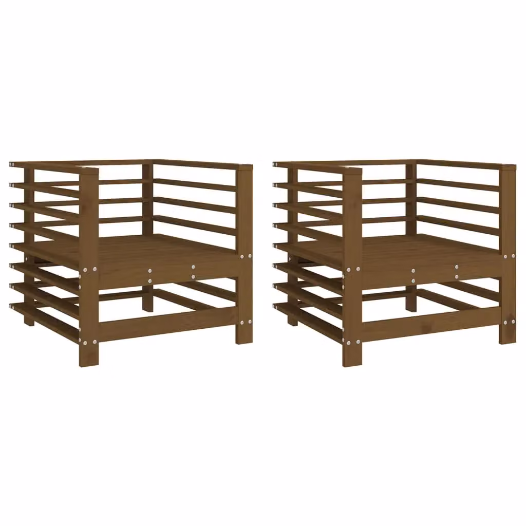 Berkfield Home Set of 2 Rustic Garden Chairs in Honey Brown Solid Pine Wood – 2
