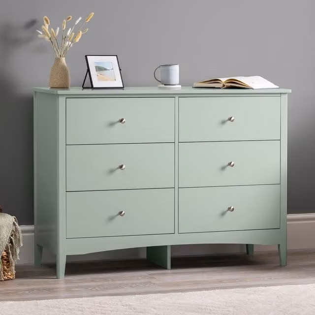 Christow Modern 6 Drawer Chest of Drawers in Green, H 80 cm x W 110 cm x D 40 cm – 1
