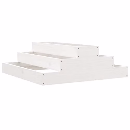 vidaXL White Solid Wood Pine Planter Tub W: 80 cm, D: 80 cm, H: 27 cm